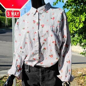 Old Navy Flower Stripe Classic Button Up